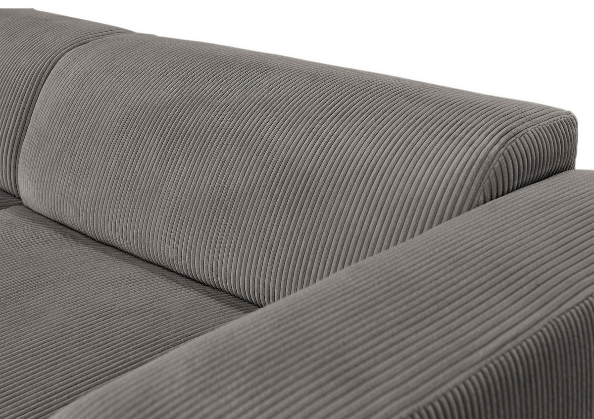 ECKSOFA BASMA in Cord Mokka  298/175 cm  - Schwarz/Mokka, Design, Kunststoff/Textil (298/175cm) - P & B