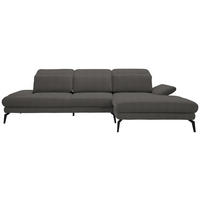 ECKSOFA Dunkelgrau Chenille  - Dunkelgrau/Schwarz, Design, Textil/Metall (289/180cm) - Stylife