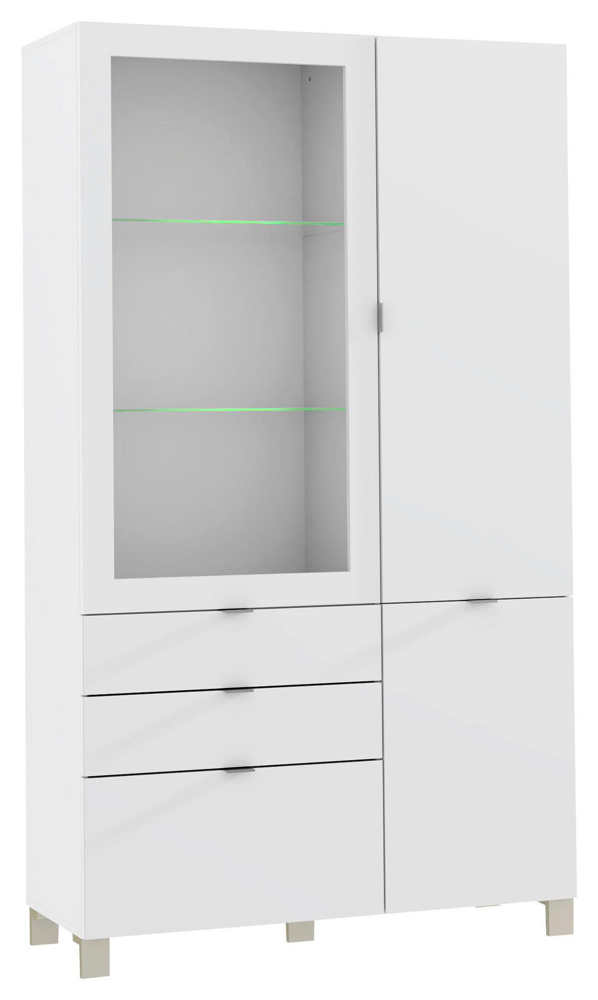 VITRINA, bela - barve nerjavečega jekla/bela, Design, kovina/umetna masa (109,7/190,4/41,3cm) - Hom`in