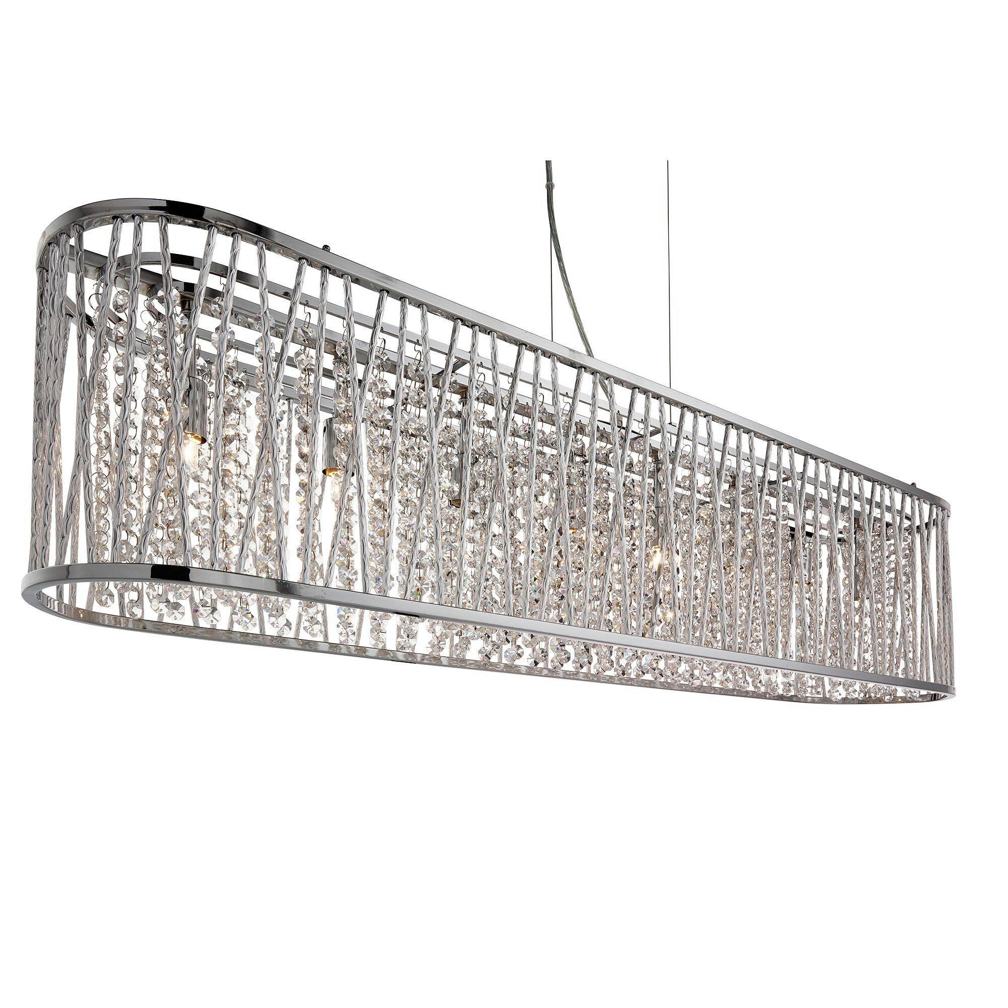KRISTALL-HÄNGELEUCHTE 104/22/140 cm   - Chromfarben, KONVENTIONELL, Glas/Metall (104/22/140cm)