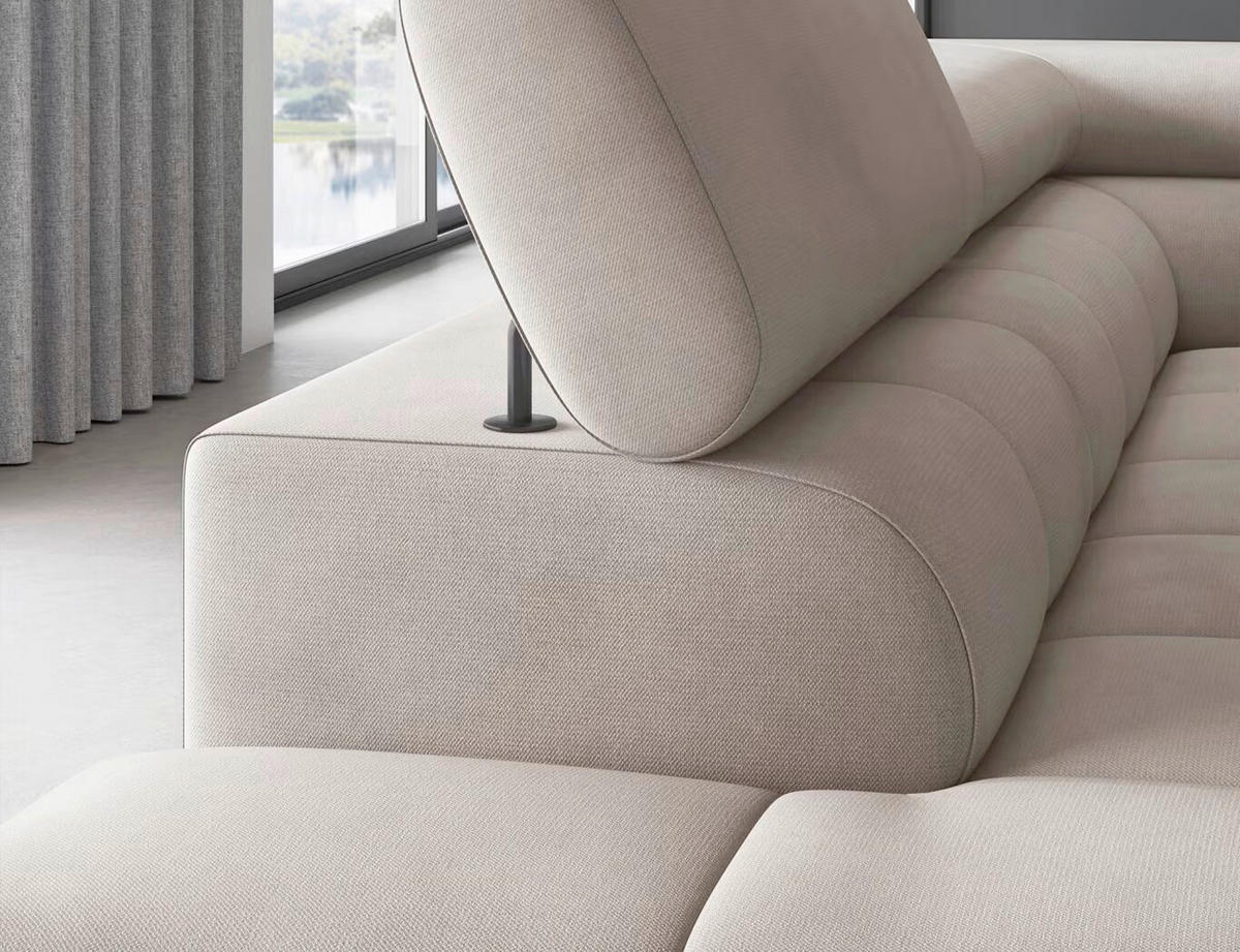 ECKSOFA Beige Plüsch  inkl.  - Beige/Schwarz, Design, Textil/Metall (200/276cm) - MID.YOU