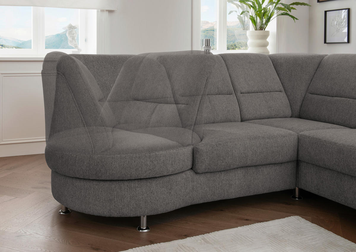 ECKSOFA in Chenille Graubraun  236/275 cm  - Chromfarben/Graubraun, MODERN, Textil/Metall (236/275cm) - Livetastic