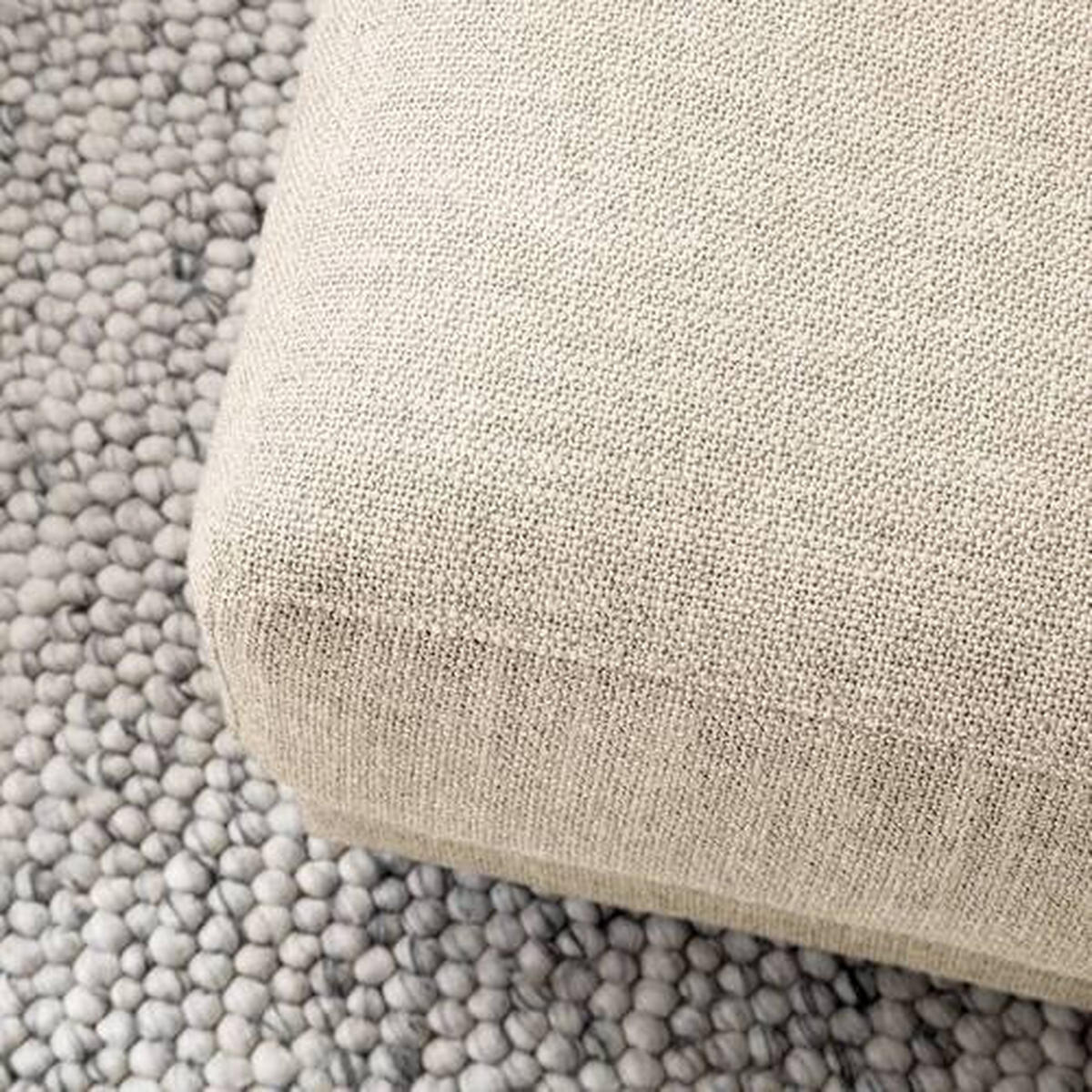 HOCKER Webstoff Beige  - Beige/Schwarz, Design, Kunststoff/Textil (105/38/117cm) - home24