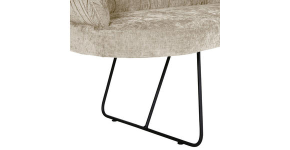SITZBANK 202/88/65 cm Flachgewebe Beige Metall - Beige/Schwarz, Design, Textil/Metall (202/88/65cm) - Novel