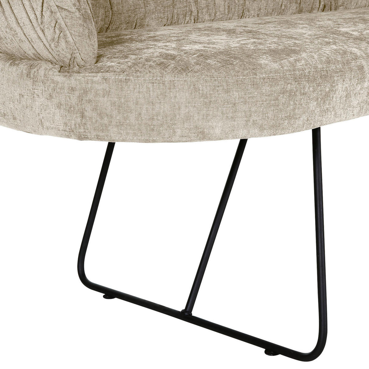 SITZBANK in Textil Beige  - Beige/Schwarz, Design, Textil/Metall (202/88/65cm) - Novel