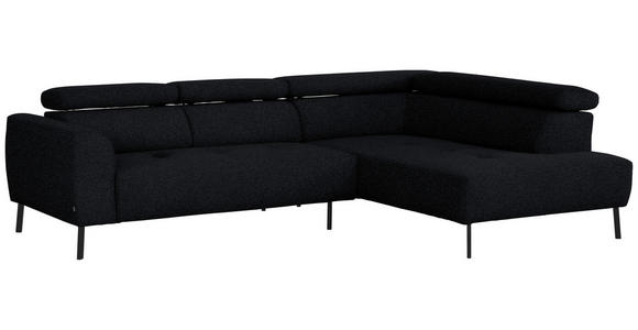 ECKSOFA in Chenille Anthrazit 280/205 cm - Anthrazit/Schwarz, Design, Textil/Metall (280/205cm) - Xora