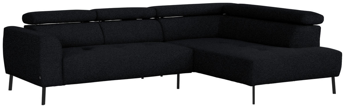 ECKSOFA in Chenille Anthrazit  280/205 cm  - Anthrazit/Schwarz, Design, Textil/Metall (280/205cm) - Xora