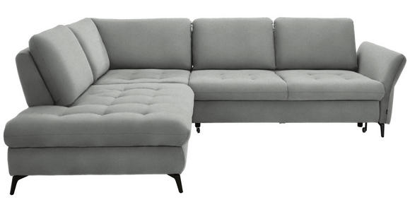 ECKSOFA Hellgrau Flachgewebe - Hellgrau/Schwarz, Natur, Textil/Metall (233/288cm) - Valnatura