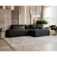 ECKSOFA REVE in Chenille Anthrazit  284/160 cm  - Anthrazit/Schwarz, Design, Kunststoff/Textil (284/160cm) - Livetastic
