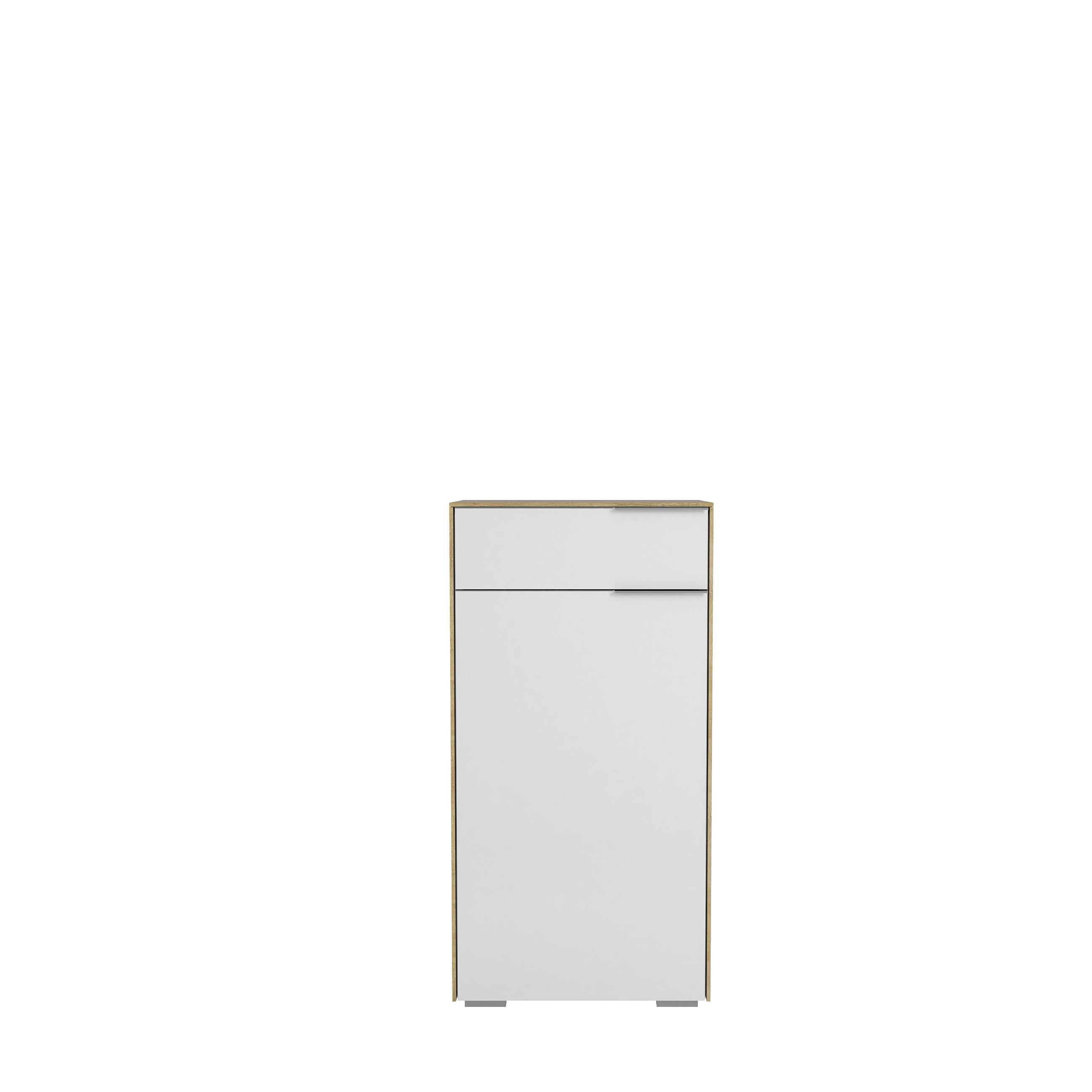 SCHUHSCHRANK Weiß, Eichefarben - Chromfarben/Eichefarben, Design, Glas/Holzwerkstoff (55,8/110,2/37,3cm) - Voleo