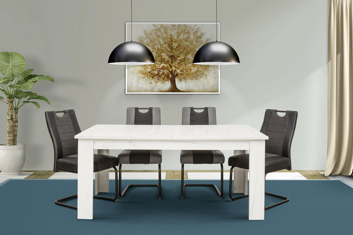 KIHÚZHATÓ ASZTAL - Bianco tölgy/ezüsttölgy, Basics, faalapú anyag (160-200/76,5/90,5cm) - Xora