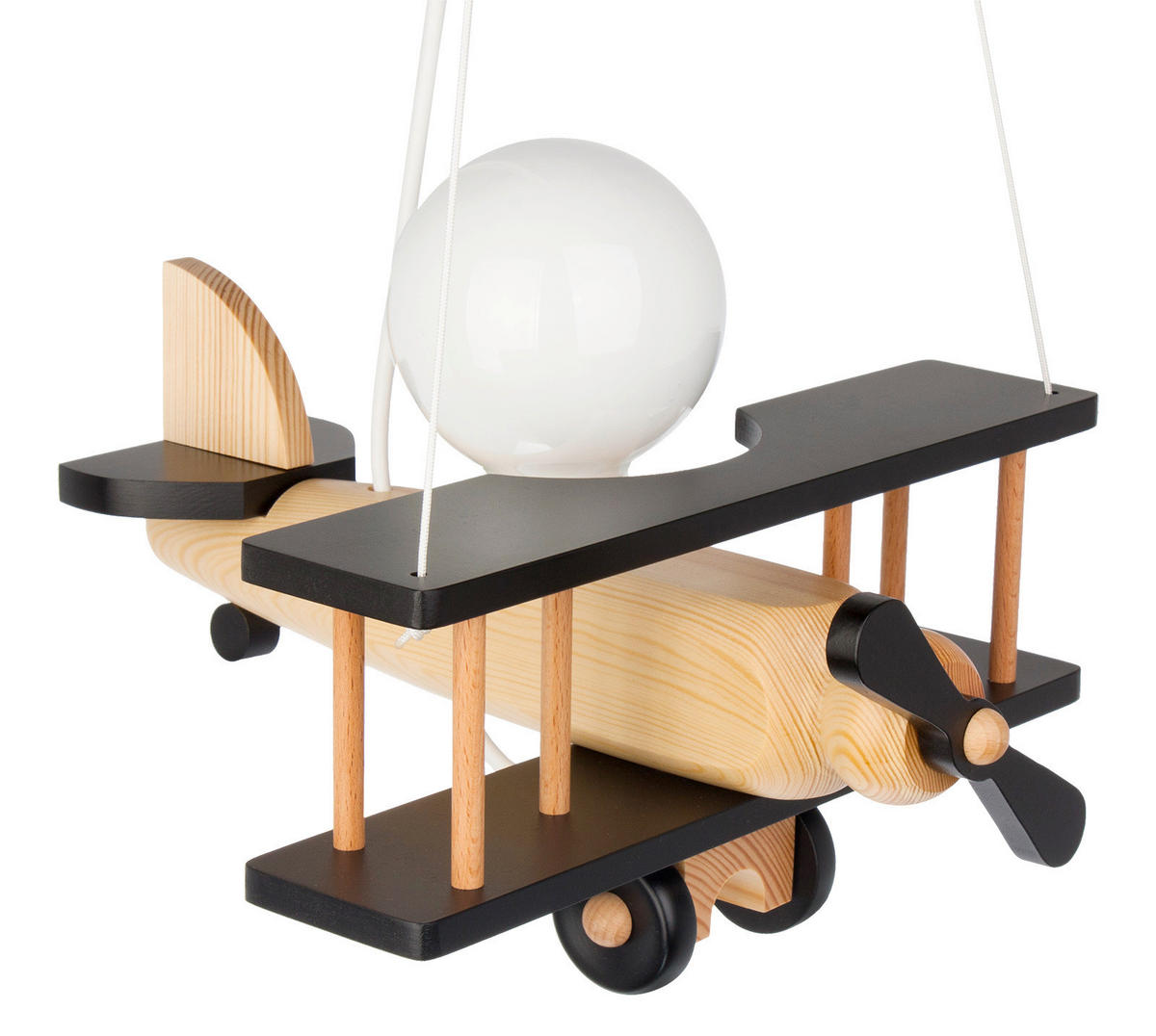 KINDERHÄNGELEUCHTE 29/31/75 cm   - Schwarz/Naturfarben, KONVENTIONELL, Holz (29/31/75cm)