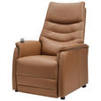 FERNSEHSESSEL  mit Relaxfunktion, Kopfteilverstellung, Aufstehhilfe, Fußteilverstellung Echtleder Lederlook Cognac  - Cognac/Schwarz, Design, Leder/Kunststoff (78.5/87,5-112,5/87,5-161cm) - Cantus
