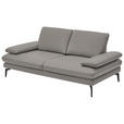 2,5-SITZER in Leder Silberfarben  - Silberfarben/Schwarz, Design, Leder/Metall (196/86/104cm) - Dieter Knoll
