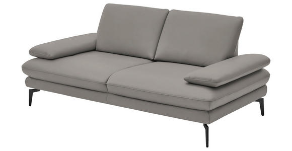 2,5-SITZER in Leder Silberfarben - Silberfarben/Schwarz, Design, Leder/Metall (196/86/104cm) - Dieter Knoll