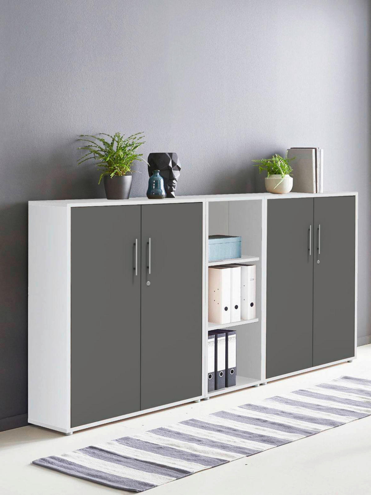 AKTENSCHRANK Anthrazit, Weiß  - Anthrazit/Weiß, MODERN, Holzwerkstoff (212,9/113,6/33cm) - MID.YOU