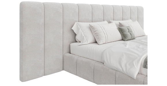 POLSTERBETT gepolstertes Kopfteil, Lattenrost, Bettkasten Beige 160/200 cm  - Beige/Schwarz, Design, Holz/Kunststoff (160/200cm) - Carryhome