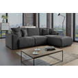 ECKSOFA Dunkelgrau Velours  - Chromfarben/Dunkelgrau, KONVENTIONELL, Kunststoff/Textil (293/195cm) - Carryhome