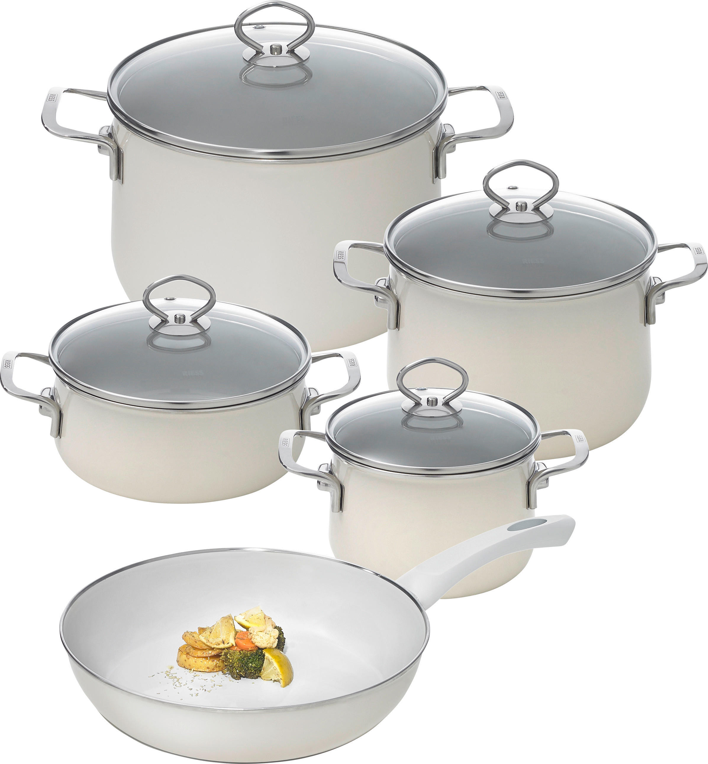 SET LONACA ZA KUHANJE Avorio  čelik  5-dijelni  Avorio  - boje šampanjca, Lifestyle, staklo/metal - Riess