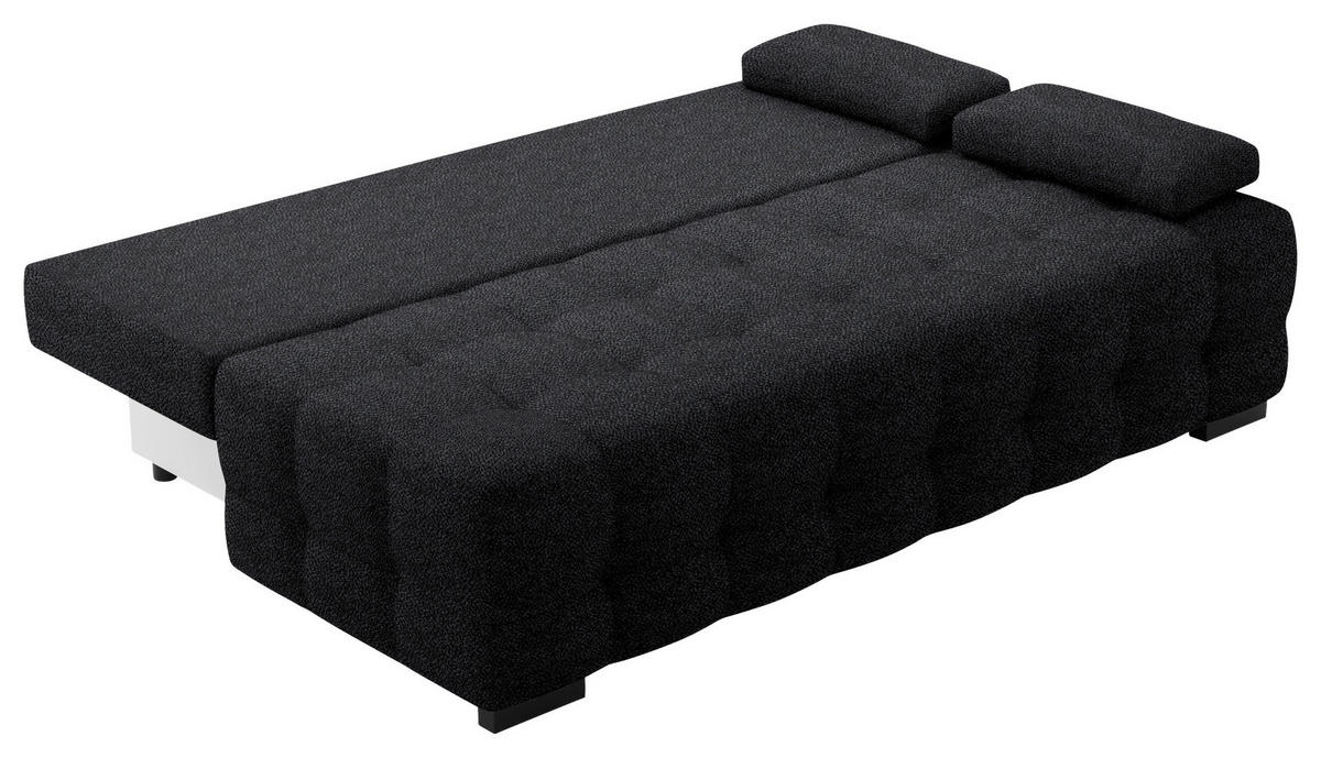 SCHLAFSOFA in Chenille, Plüsch Schwarz  - Schwarz, KONVENTIONELL, Kunststoff/Textil (209/96/100cm) - Stylife