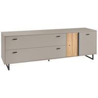 TV-ELEMENT - Anthrazit/Eschefarben, KONVENTIONELL, Holzwerkstoff/Metall (205/63,5/50cm) - Hom`in