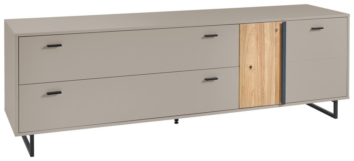 TV-ELEMENT - Anthrazit/Eschefarben, KONVENTIONELL, Holzwerkstoff/Metall (205/63,5/50cm) - Hom`in