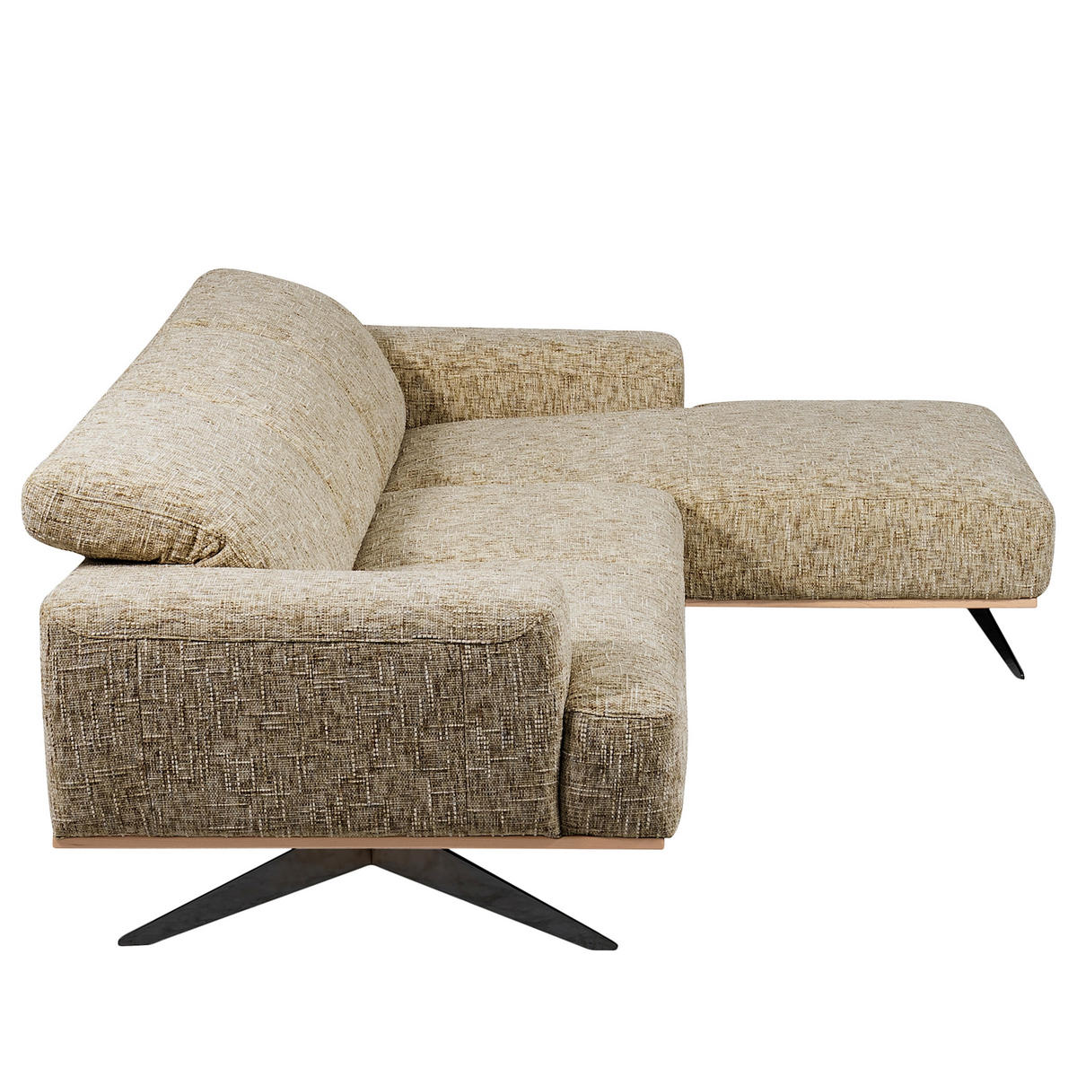 ECKSOFA Struktur Hellbraun  - Hellbraun/Schwarz, Design, Holz/Textil (295/187cm) - Livetastic
