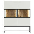 HIGHBOARD 120,3/147/42,4 cm  - Eichefarben/Weiß, Design, Glas/Holz (120,3/147/42,4cm) - Moderano