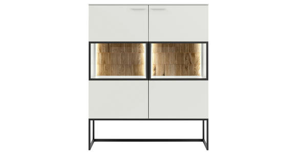 HIGHBOARD 120,3/147/42,4 cm  - Eichefarben/Weiß, Design, Glas/Holz (120,3/147/42,4cm) - Moderano