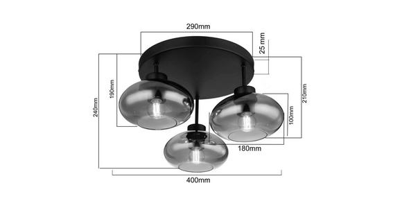 DECKENLEUCHTE 40/24 cm - Schwarz, Design, Glas/Metall (40/24cm) - Novel