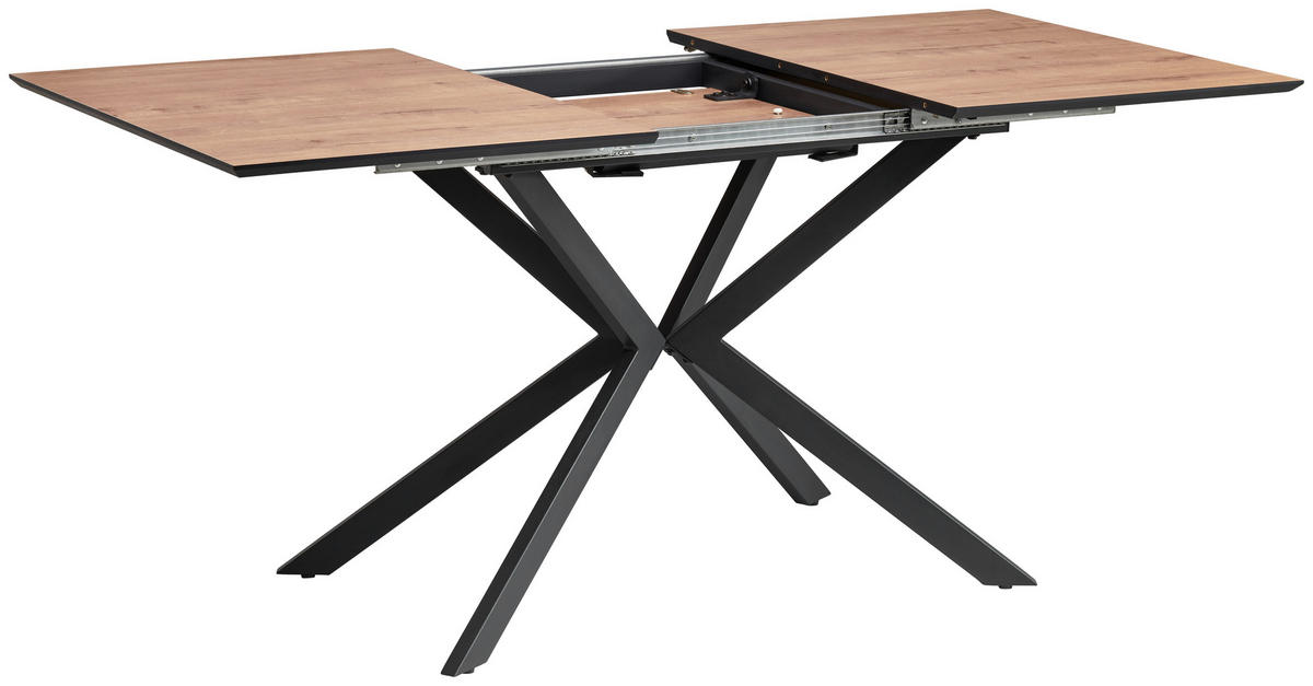 JEDILNA MIZA, barve hrasta  - črna/barve hrasta, Konvencionalno, kovina/leseni material (120-160/76/80cm) - MID.YOU