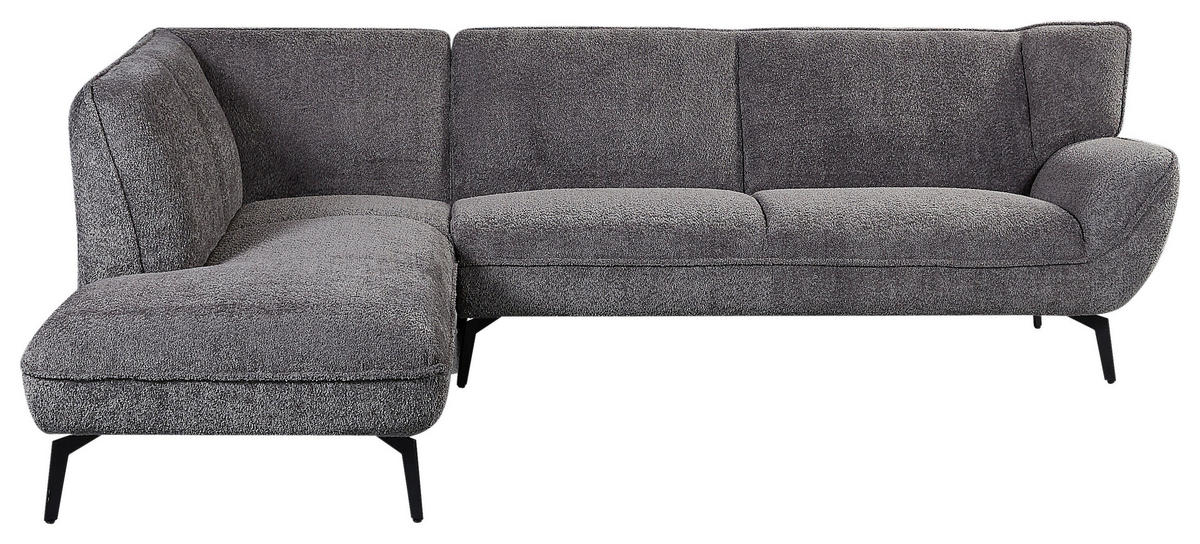 ECKSOFA Grau Bouclé  - Schwarz/Grau, MODERN, Textil/Metall (175/200cm) - MID.YOU