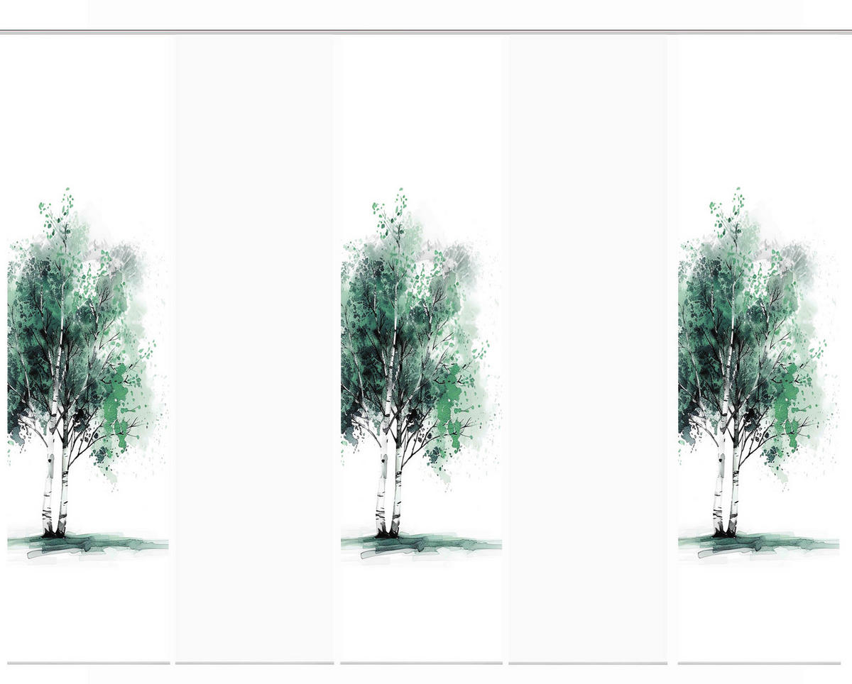 FLÄCHENVORHANG in Grün, Weiß blickdicht  - Weiß/Grün, Natur, Textil (60/245cm)