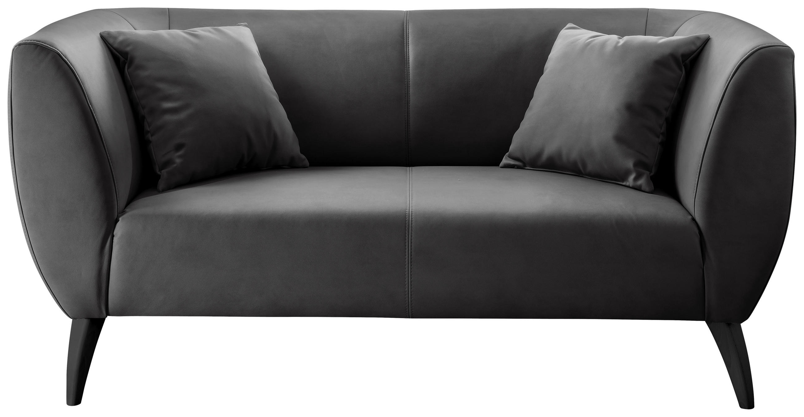 2-SITZER-SOFA in Lederlook Schwarz  - Schwarz, MODERN, Holz/Textil (172/83/88cm) - Livetastic