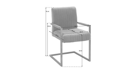 ARMLEHNSTUHL in Eisen Samt - Schwarz/Grau, Trend, Textil/Metall (54/91/63cm) - Ambia Home