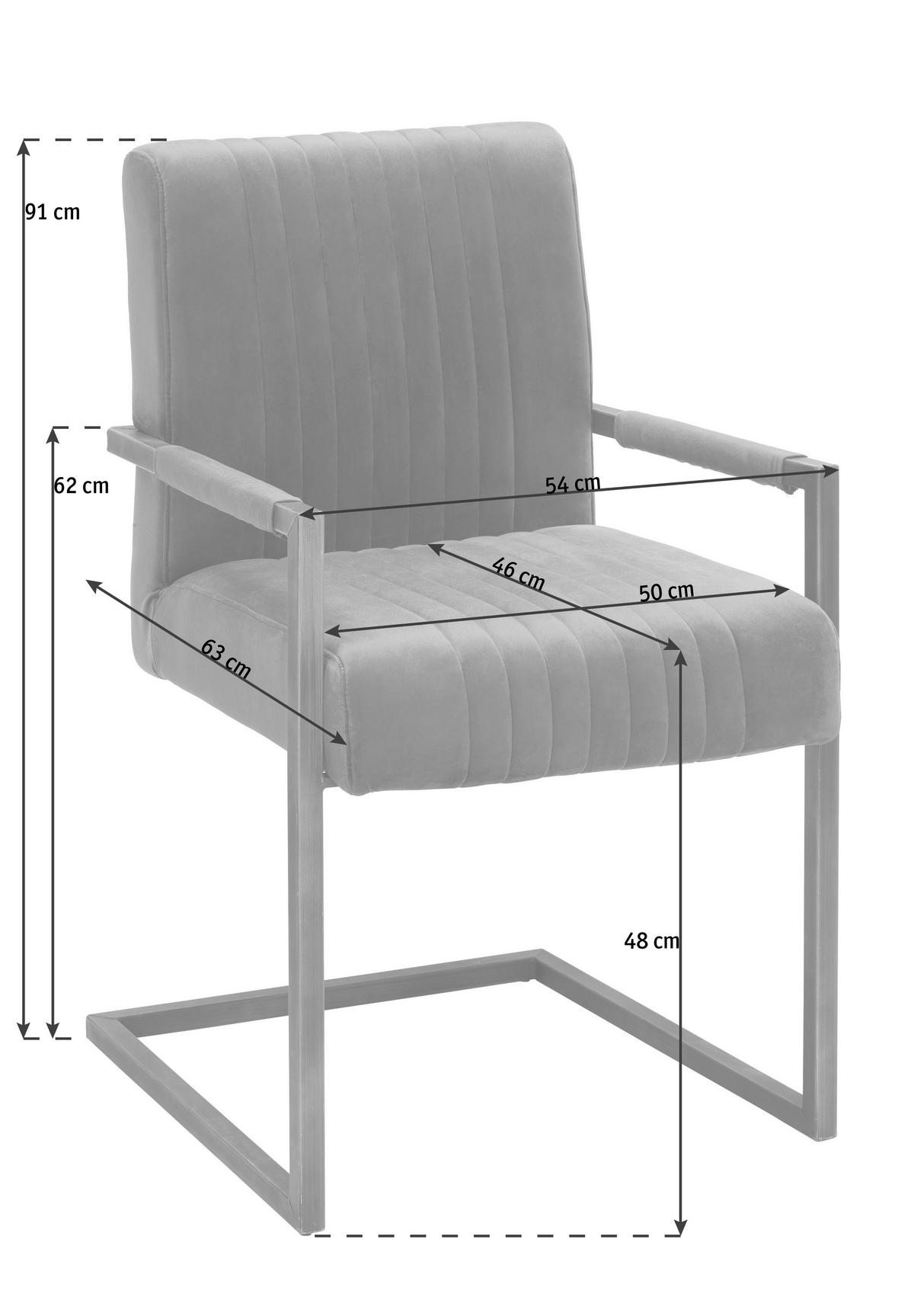 SCAUN CU BRAțE in gri, negru  - negru/gri, Trend, metal/textil (54/91/63cm) - Ambia Home