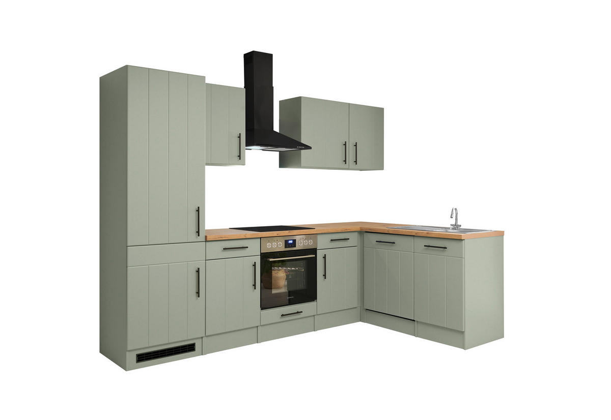 HÖRNKÖK 280/172 cm  i vildek, vassgrön  - vassgrön/vildek, Trend, metall/trämaterial (280/172cm) - Respekta