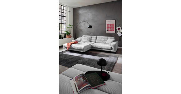 ECKSOFA in Cord Grau  - Schwarz/Grau, Design, Textil/Metall (207/296cm) - Dieter Knoll