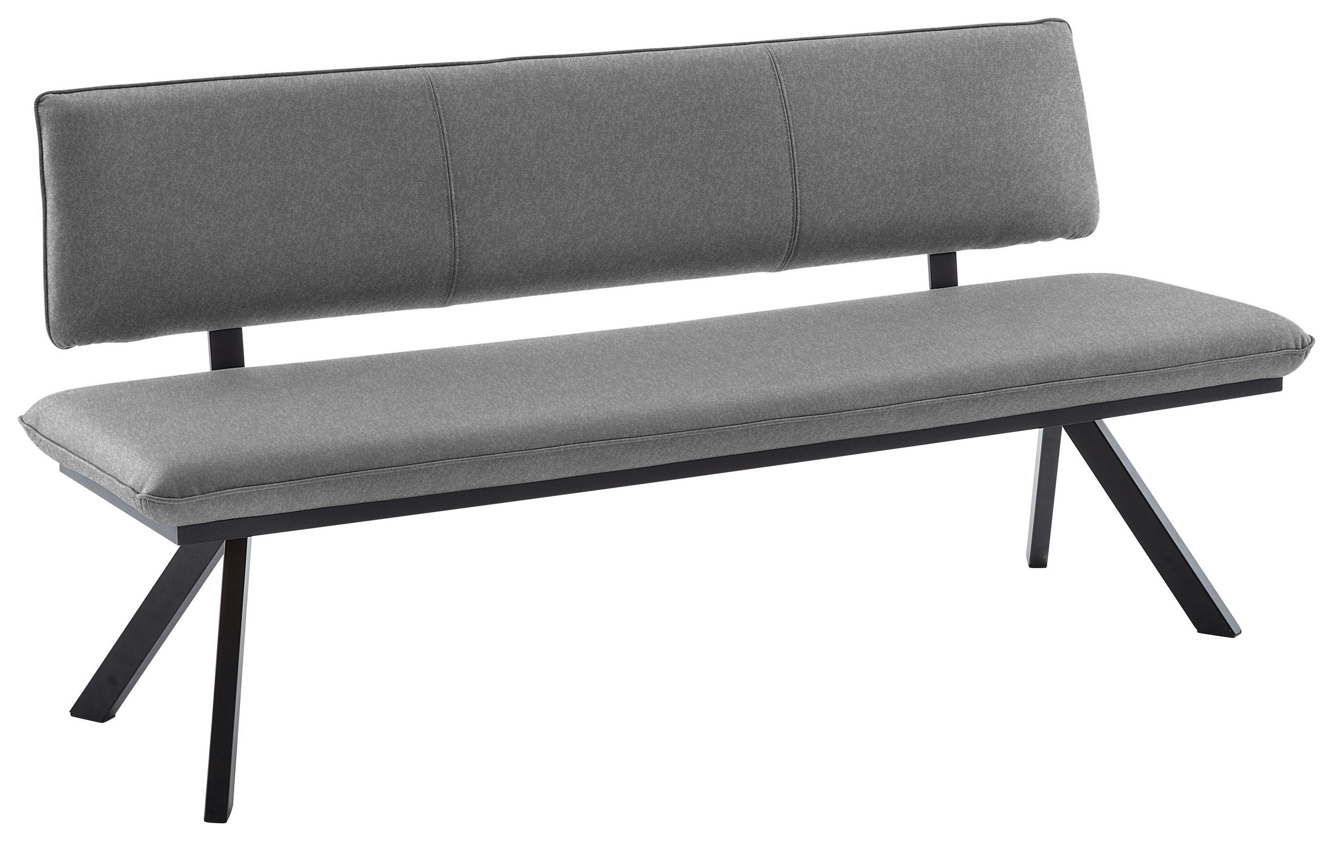 SITZBANK 180/86,5/60 cm  in Schwarz, Hellgrau  - Hellgrau/Schwarz, Design, Textil/Metall (180/86,5/60cm) - Cantus