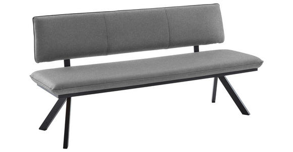 SITZBANK 180/86,5/60 cm in Schwarz, Hellgrau - Hellgrau/Schwarz, Design, Textil/Metall (180/86,5/60cm) - Cantus
