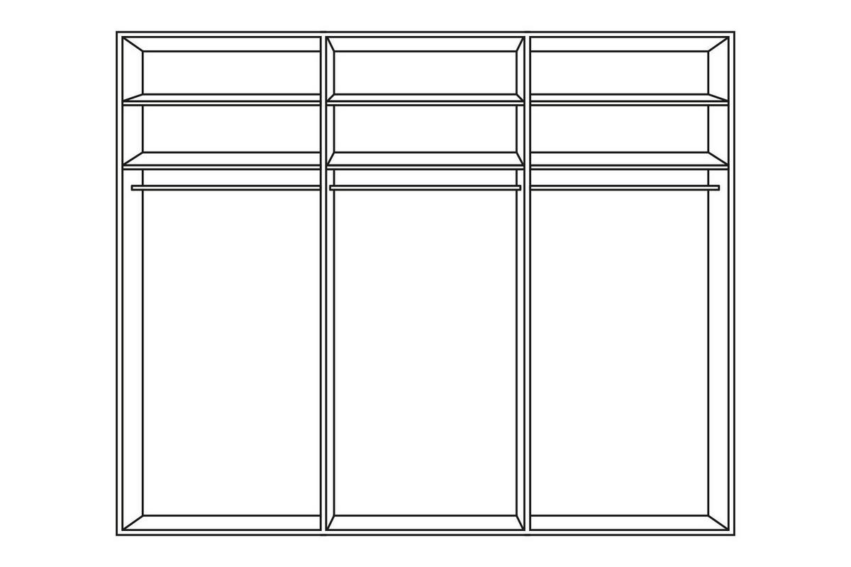 SCHWEBETÜRENSCHRANK 285/216/70 cm 3-türig Eichefarben  - Eichefarben, KONVENTIONELL, Glas/Holz (285/216/70cm) - Linea Natura
