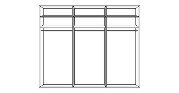 SCHWEBETÜRENSCHRANK 285/216/70 cm 3-türig  - Eichefarben, KONVENTIONELL, Glas/Holz (285/216/70cm) - Linea Natura