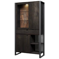 VITRINE in vollmassiv Mangoholz Schwarz  - Transparent/Anthrazit, Basics, Glas/Holz (104/200/40cm) - Livetastic