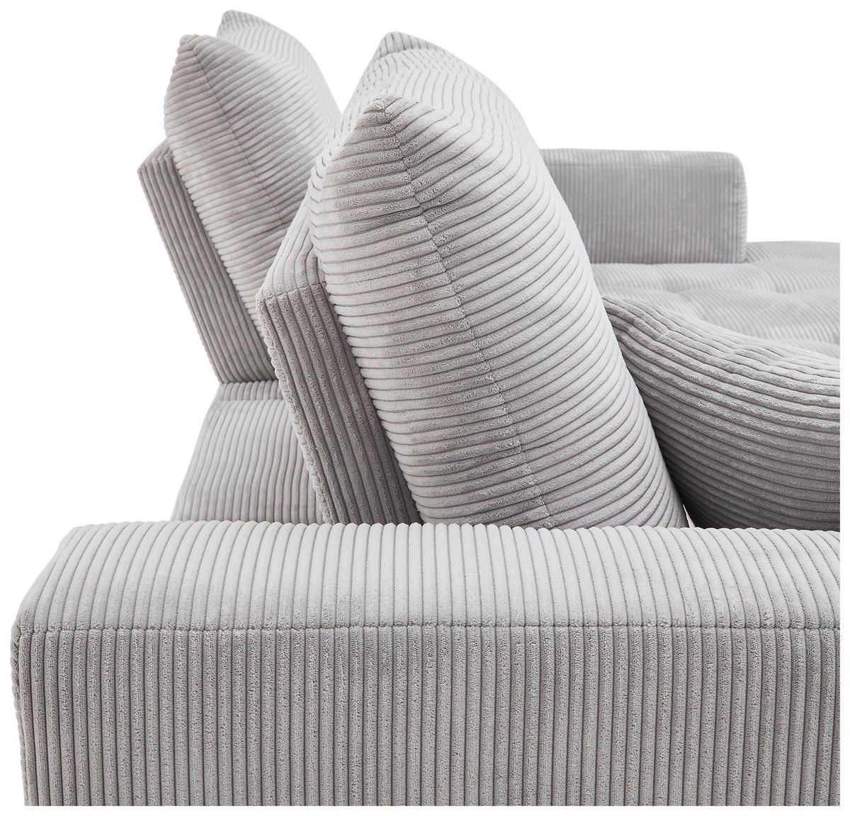 ECKSOFA in Cord Hellgrau  - Hellgrau/Schwarz, Konventionell, Textil/Metall (250/185cm) - Carryhome