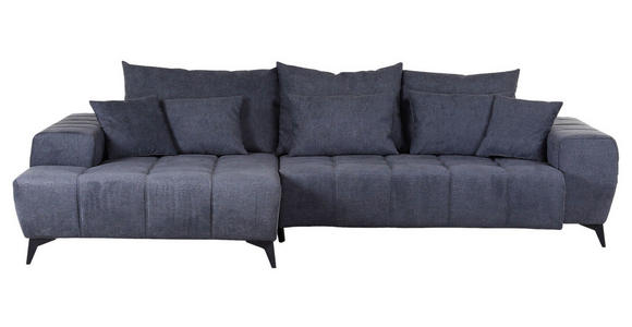 ECKSOFA Dunkelgrau Flachgewebe  - Dunkelgrau/Schwarz, KONVENTIONELL, Textil/Metall (205/300cm) - Carryhome