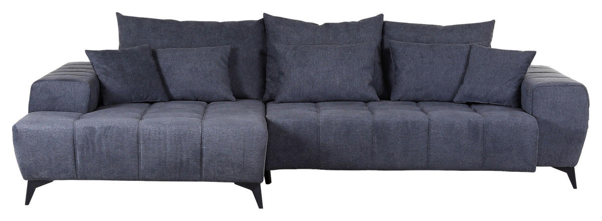 ECKSOFA in Flachgewebe Dunkelgrau  - Dunkelgrau/Schwarz, Konventionell, Textil/Metall (205/300cm) - MID.YOU