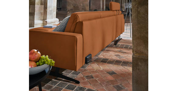 ECKSOFA in Echtleder Cognac  - Cognac/Anthrazit, KONVENTIONELL, Leder/Metall (182/324cm) - Ambiente