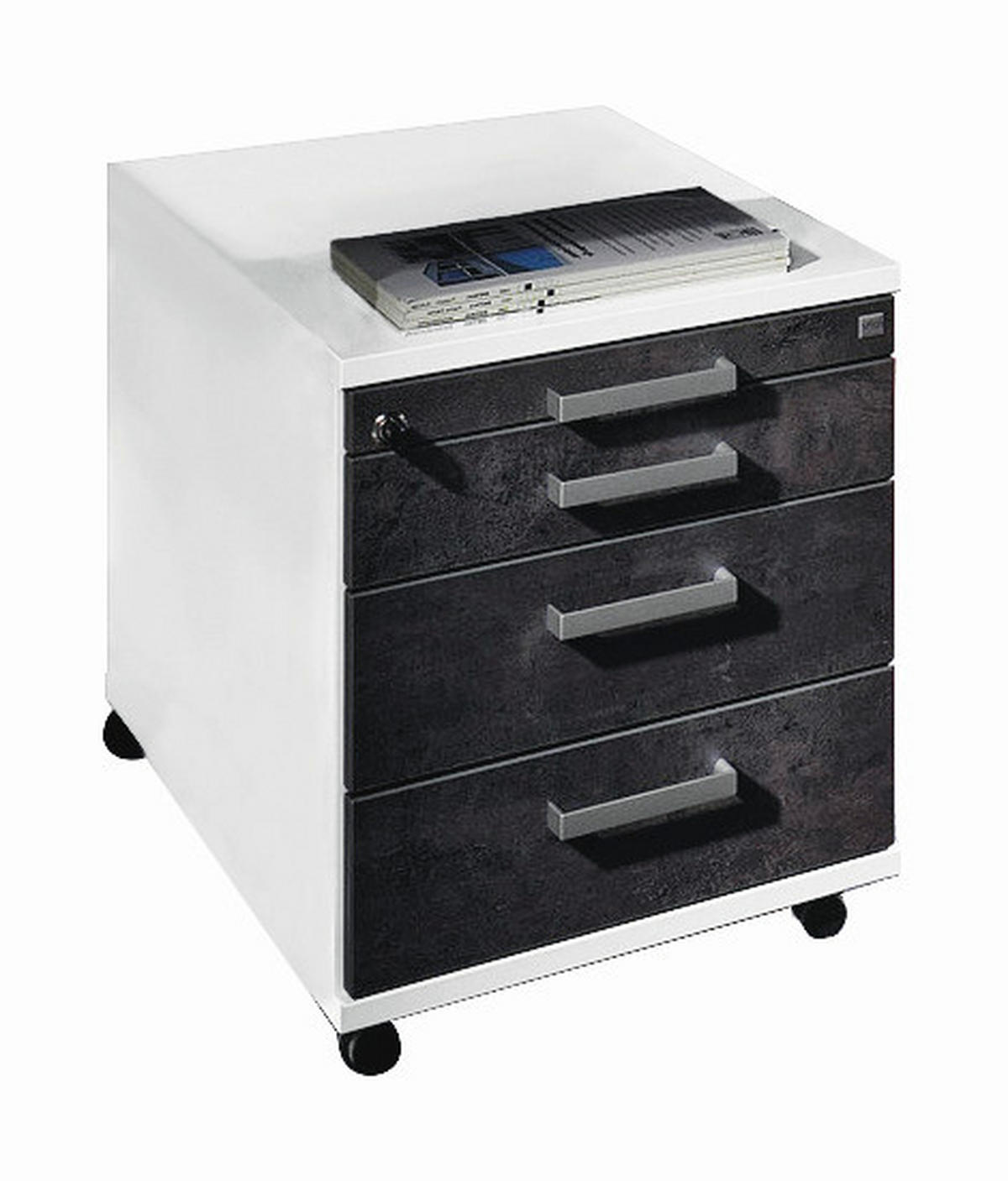 ROLLCONTAINER Weiß, Dunkelgrau  - Dunkelgrau/Alufarben, Design, Holzwerkstoff/Kunststoff (43,1/53,7/57,7cm) - Moderano