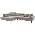 ECKSOFA Sandfarben Feincord Rücken echt, Kopfteilverstellung, Sitzvorzug  - Sandfarben/Schwarz, KONVENTIONELL, Textil/Metall (219/311cm) - Hom`in