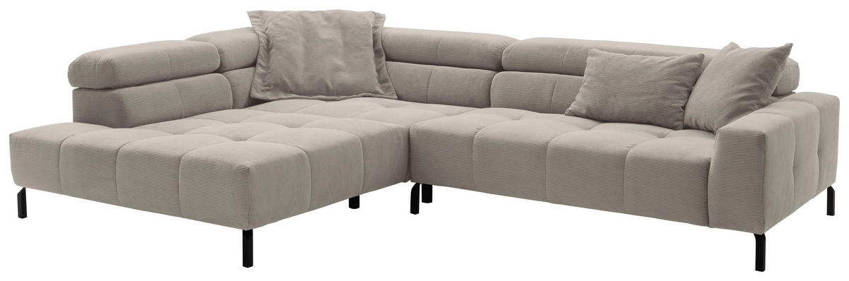 ECKSOFA in Feincord Sandfarben  - Sandfarben/Schwarz, Konventionell, Textil/Metall (219/311cm) - Hom`in